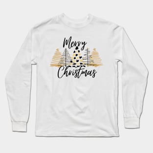 Merry Christmas golden black Long Sleeve T-Shirt